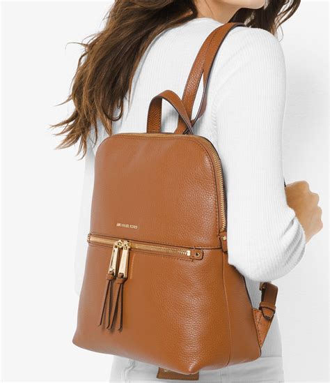 michael kors rhea zip brown medium backpack|Michael Kors rhea colorblock backpack.